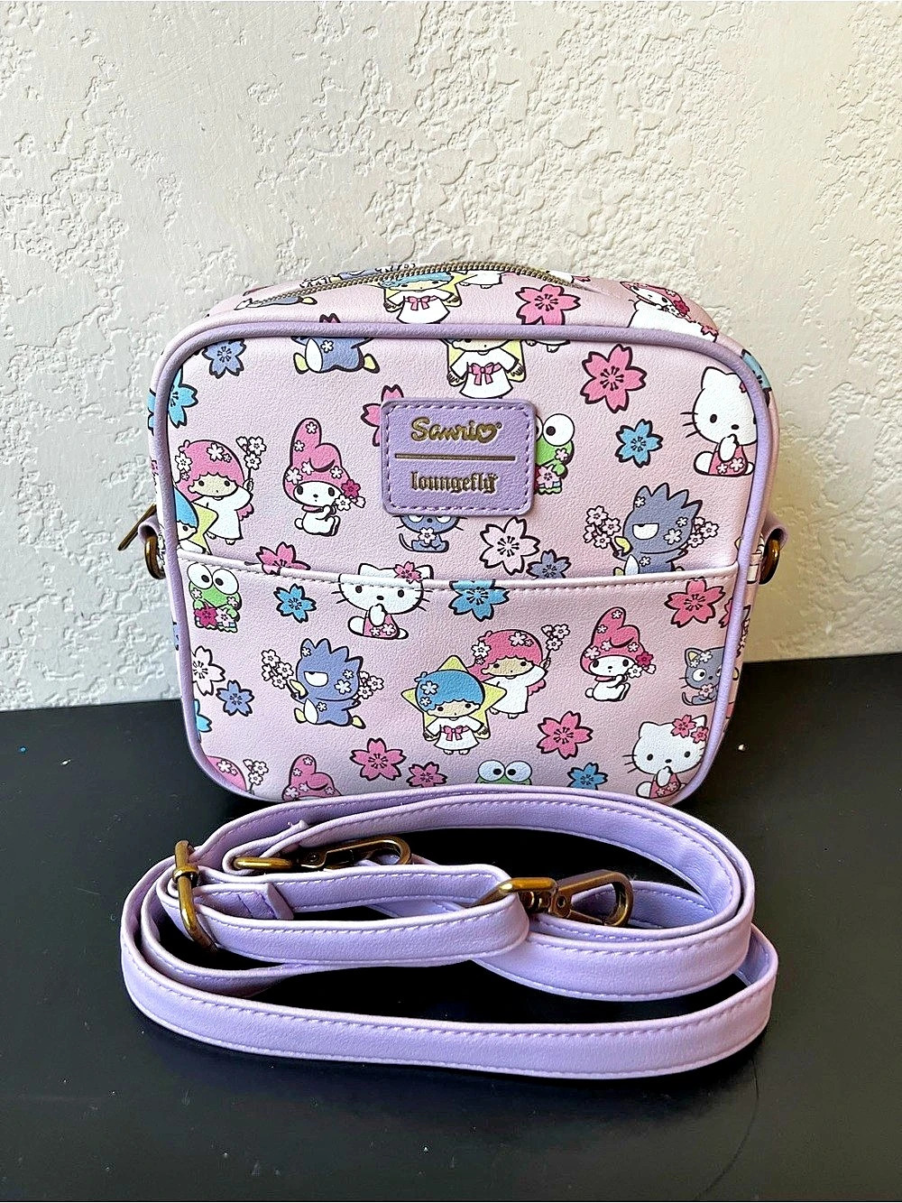 Loungefly Sanrio Hello Kitty And Friends Lilac Cherry Blossom Crossbody Bag -NWT